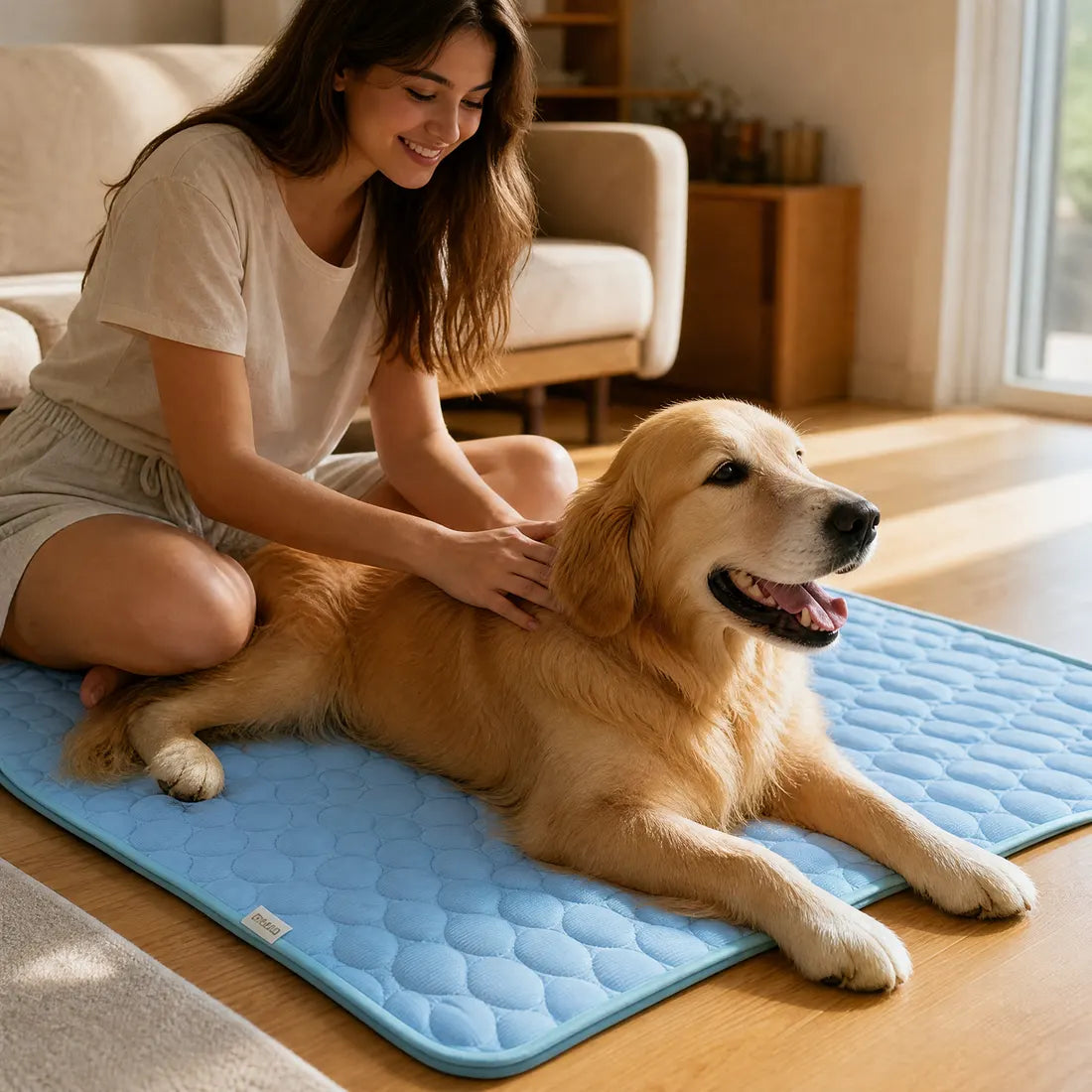 Dog relaxing on the KRYO cooling mat